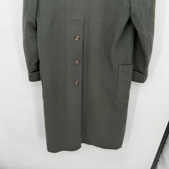 Cassidy Petite Vintage Green Wool Tailored Trench Coat Size 4P USA - Picture 11 of 13